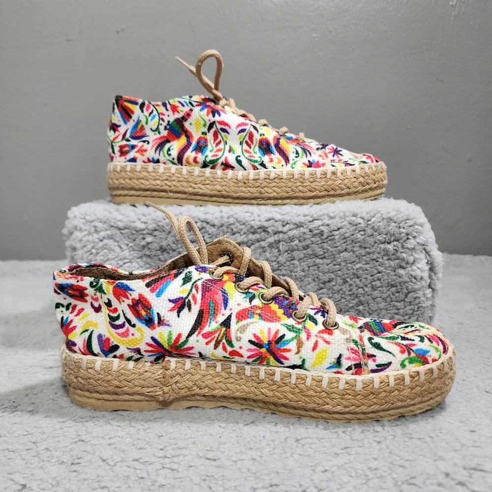 Riviera Corazon Espadrille‎ Calzados Shoes Womens Floral Birds Colorful Lace Up